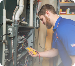 Swiss Air technician arriving at a customer's home